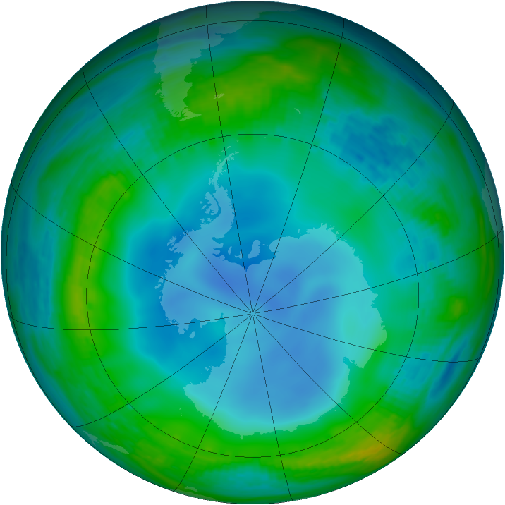 Antarctic ozone map for 22 June 1988